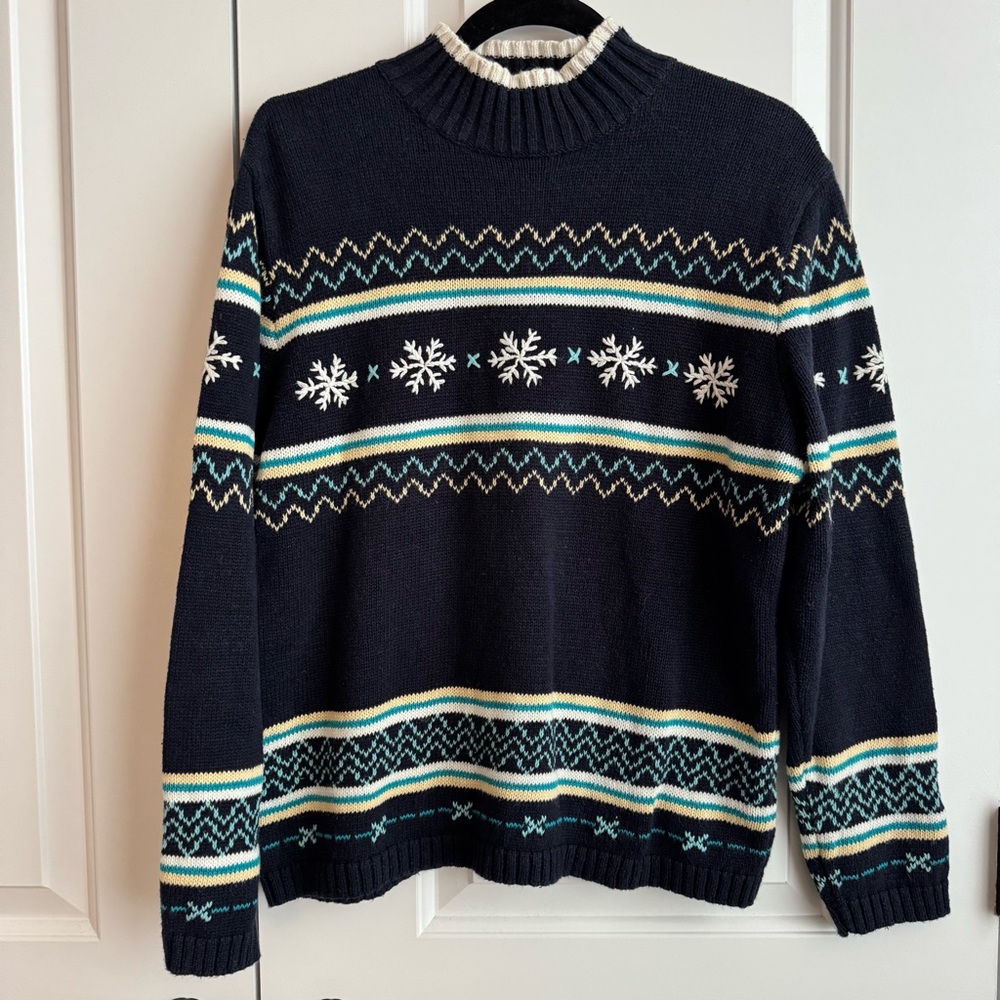 Vintage Christopher & Banks Hand-Embroidered Snowflake Sweater XL